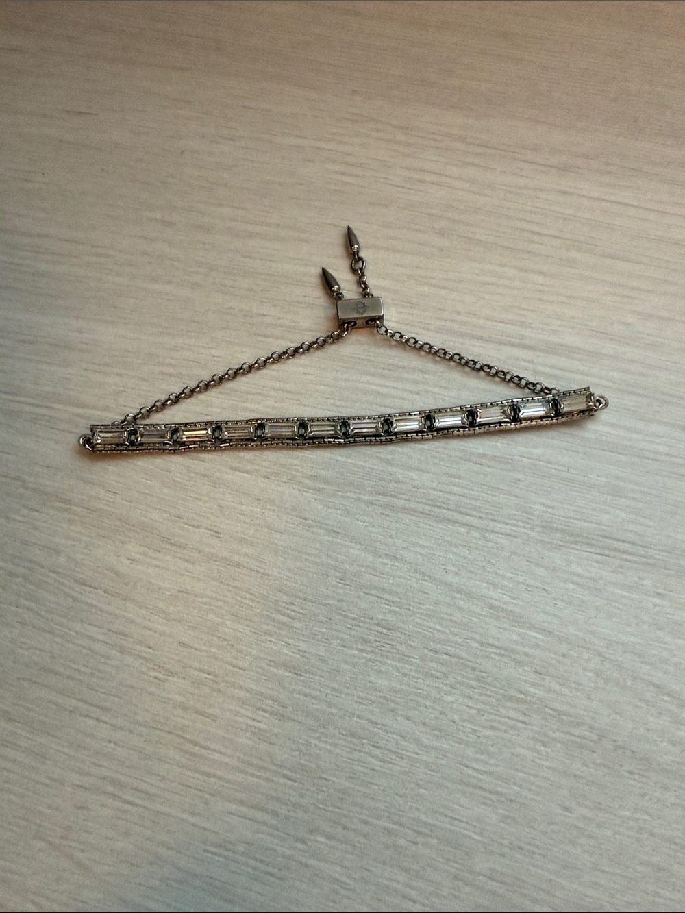 Loren Hope Silver-Tone Crystal Bar Brooch